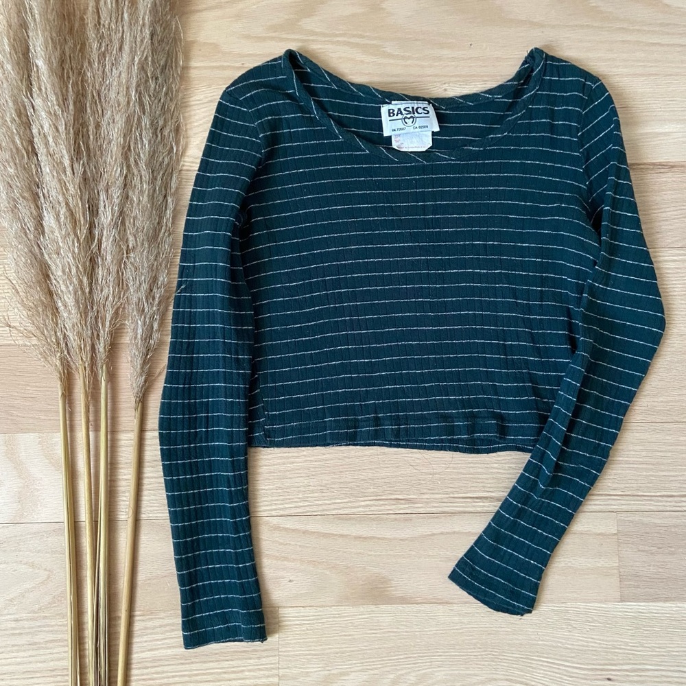 Vintage Basics Striped Cropped Long Sleeve